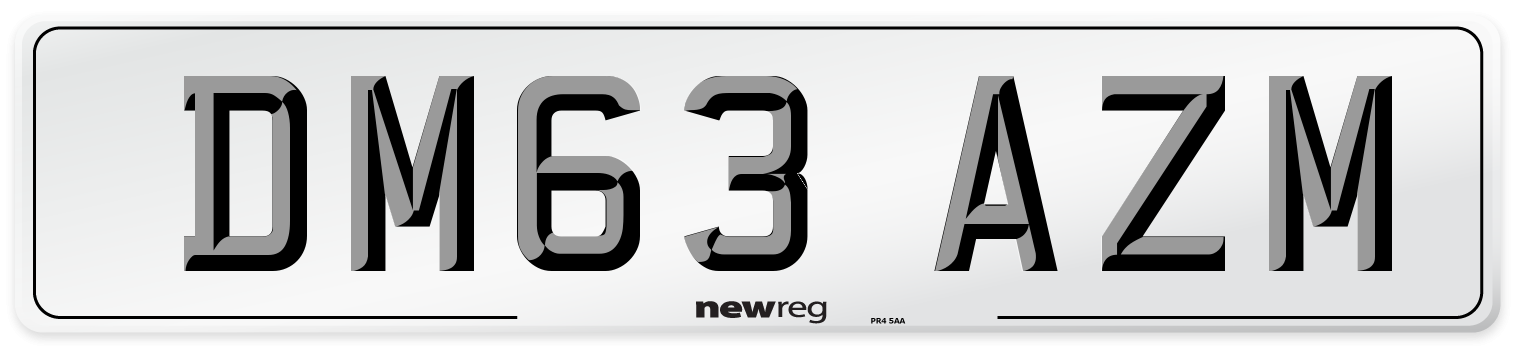 DM63 AZM Number Plate from New Reg